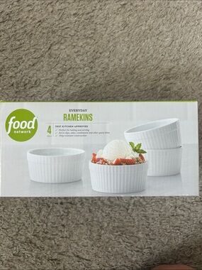 Food Network White Ceramic Ramekin Set of 4